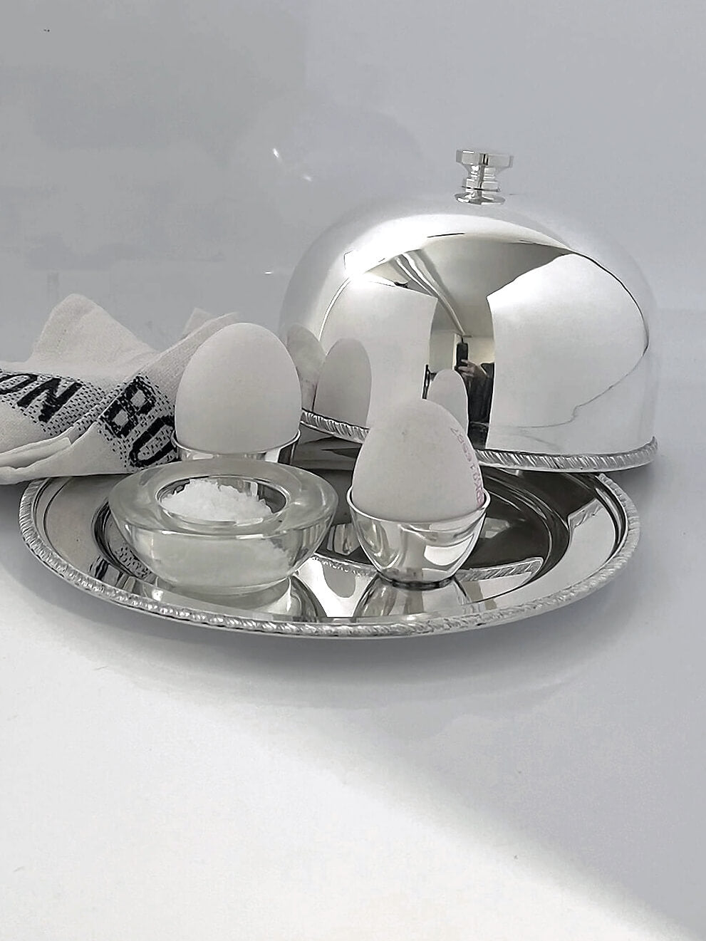 Egg stand, vintage, sølvplet "Homeland"