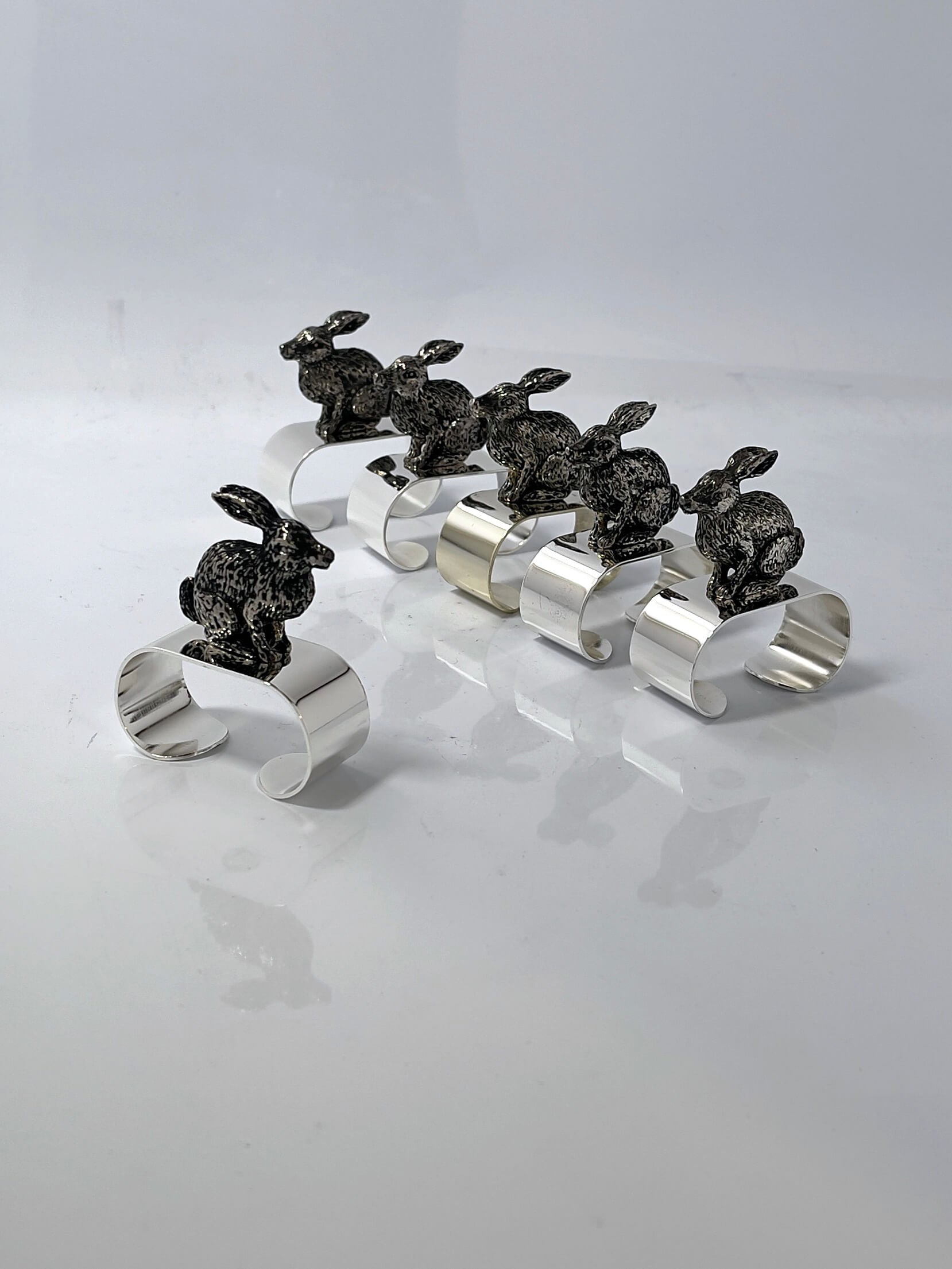 Servietringe sølvplet "Påskeharer"