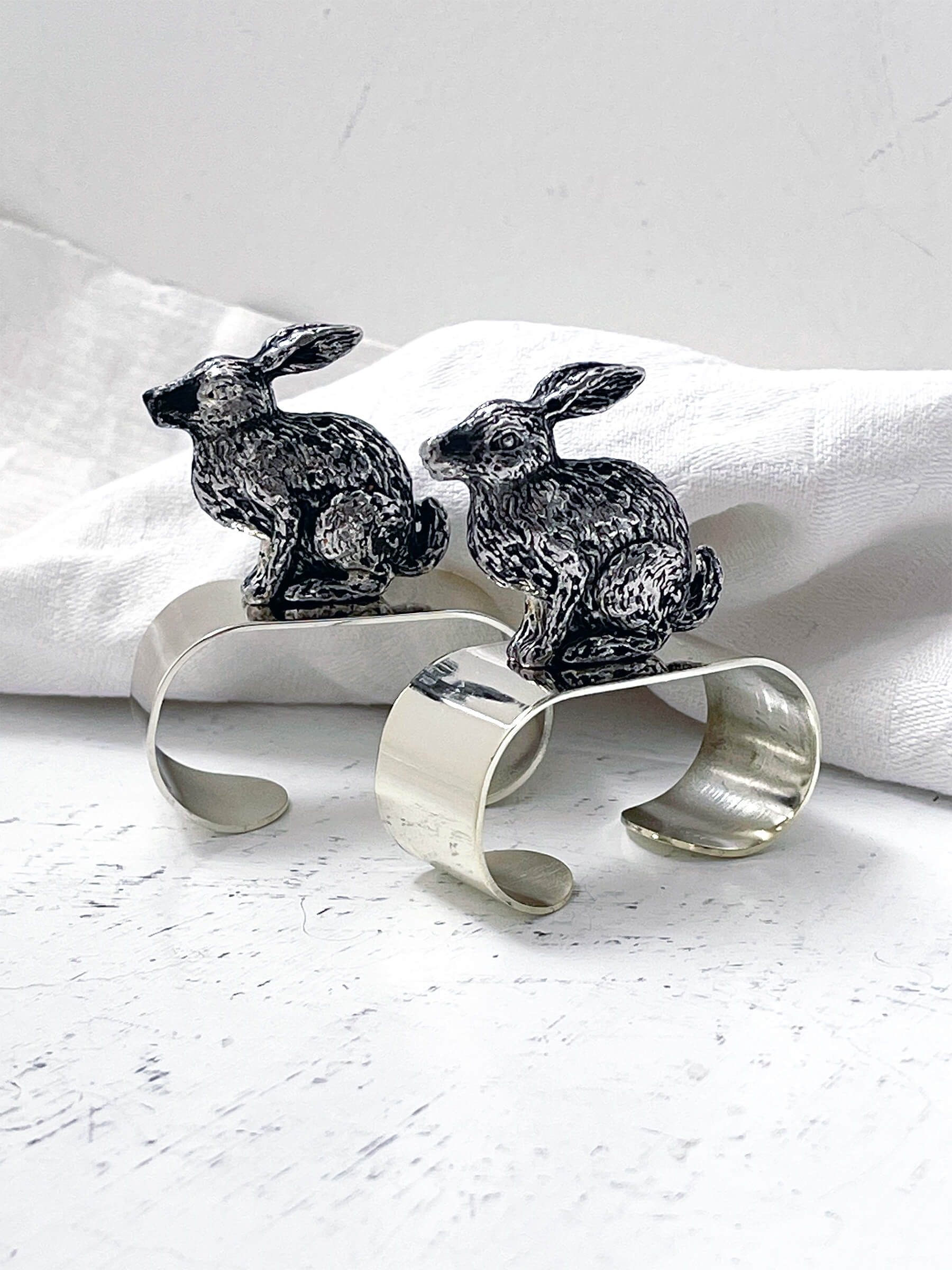 Servietringe sølvplet "Påskeharer"