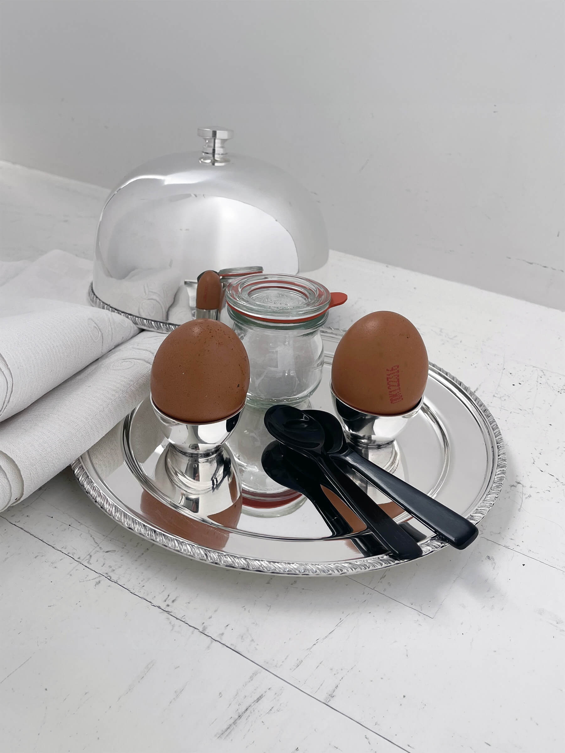 Egg stand, vintage, sølvplet "Homeland"